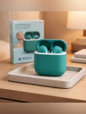 NWT Rubberized wireless headphones w charging case